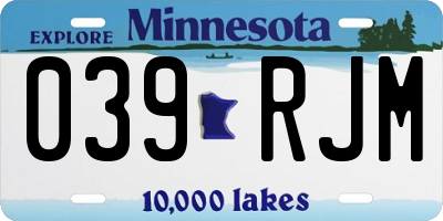 MN license plate 039RJM
