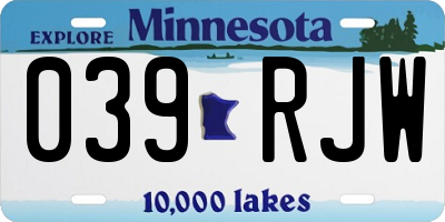 MN license plate 039RJW