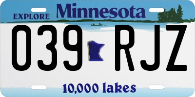 MN license plate 039RJZ