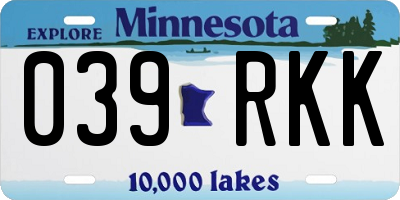 MN license plate 039RKK