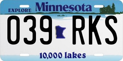 MN license plate 039RKS