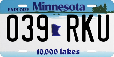 MN license plate 039RKU