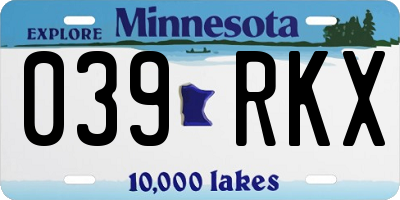 MN license plate 039RKX