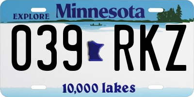MN license plate 039RKZ