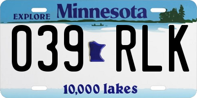 MN license plate 039RLK