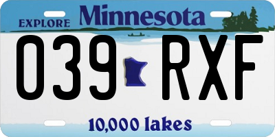 MN license plate 039RXF