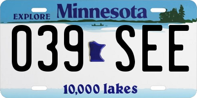 MN license plate 039SEE
