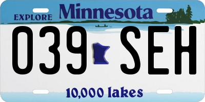MN license plate 039SEH