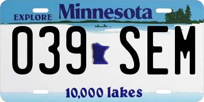 MN license plate 039SEM
