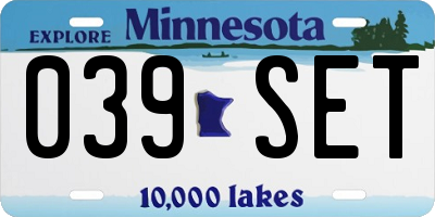 MN license plate 039SET