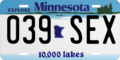 MN license plate 039SEX