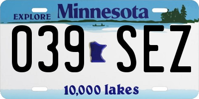 MN license plate 039SEZ