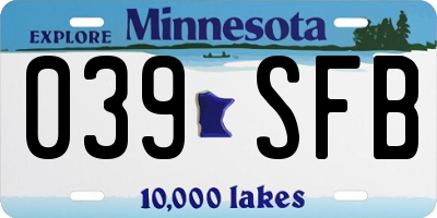 MN license plate 039SFB
