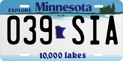MN license plate 039SIA