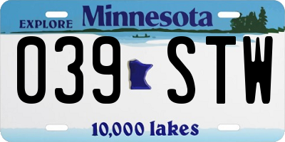 MN license plate 039STW