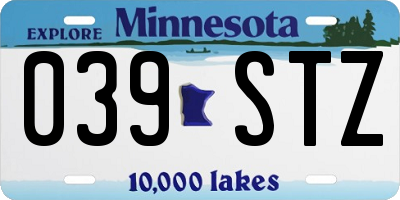 MN license plate 039STZ