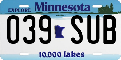 MN license plate 039SUB