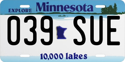 MN license plate 039SUE