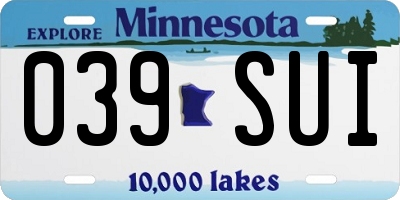 MN license plate 039SUI