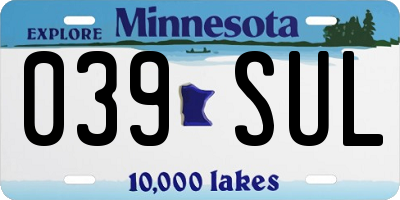 MN license plate 039SUL
