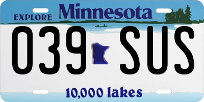 MN license plate 039SUS