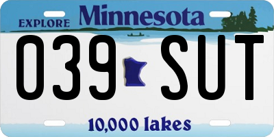 MN license plate 039SUT