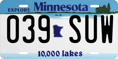 MN license plate 039SUW