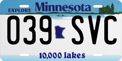 MN license plate 039SVC