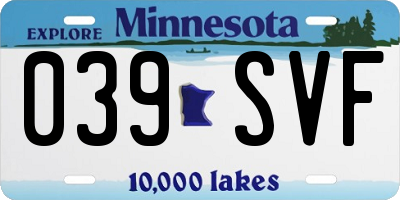MN license plate 039SVF