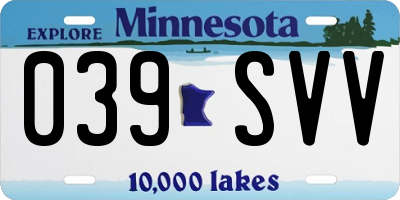 MN license plate 039SVV