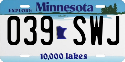 MN license plate 039SWJ