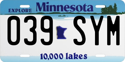 MN license plate 039SYM