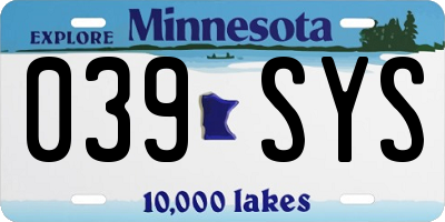 MN license plate 039SYS