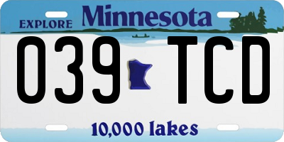 MN license plate 039TCD
