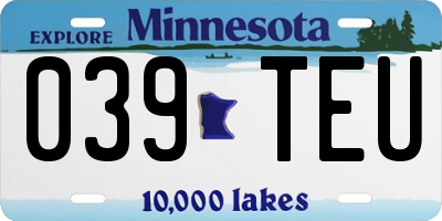 MN license plate 039TEU