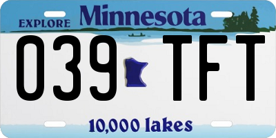MN license plate 039TFT