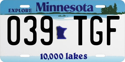 MN license plate 039TGF