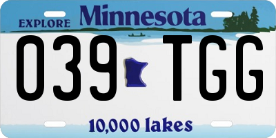 MN license plate 039TGG