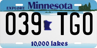 MN license plate 039TGO