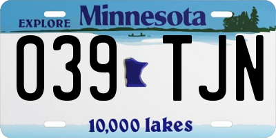 MN license plate 039TJN