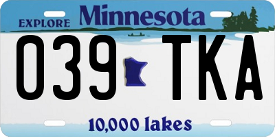 MN license plate 039TKA
