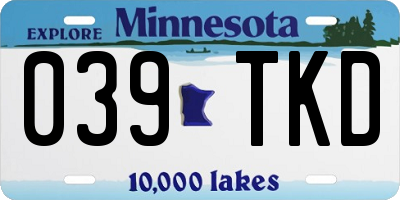 MN license plate 039TKD