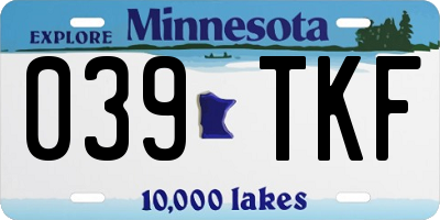 MN license plate 039TKF