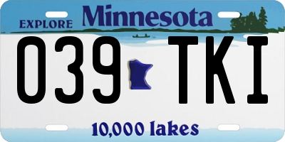 MN license plate 039TKI