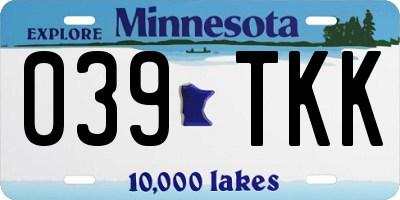 MN license plate 039TKK