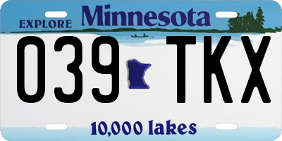 MN license plate 039TKX