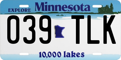 MN license plate 039TLK