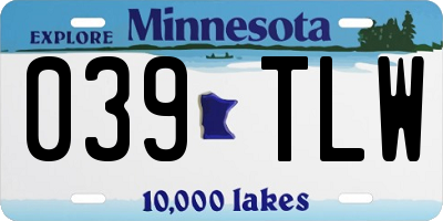 MN license plate 039TLW