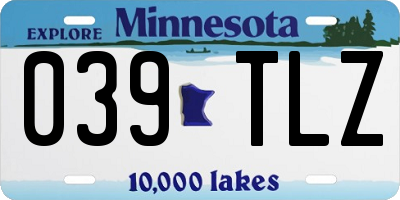 MN license plate 039TLZ