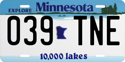 MN license plate 039TNE